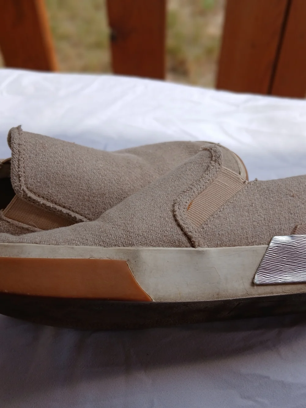 Dolce Vita Beige Canvas Slip-On Loafers with Gum Sole